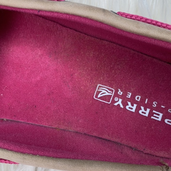Sperry top sider green pink tan cream pink lace up boat shoes flats loafers nwot - Picture 16 of 17